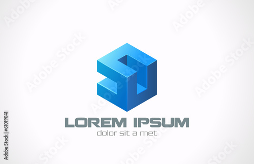 Logo Box abstract puzzle vector icon design template. Logic cube
