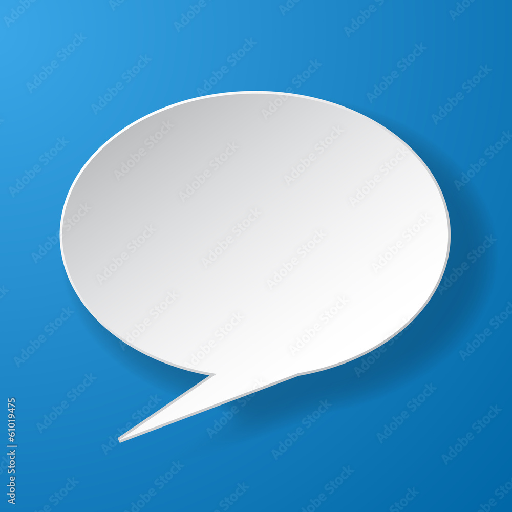 Abstract paper speech bubble on blue background Abstract paper speech bubble on blue background