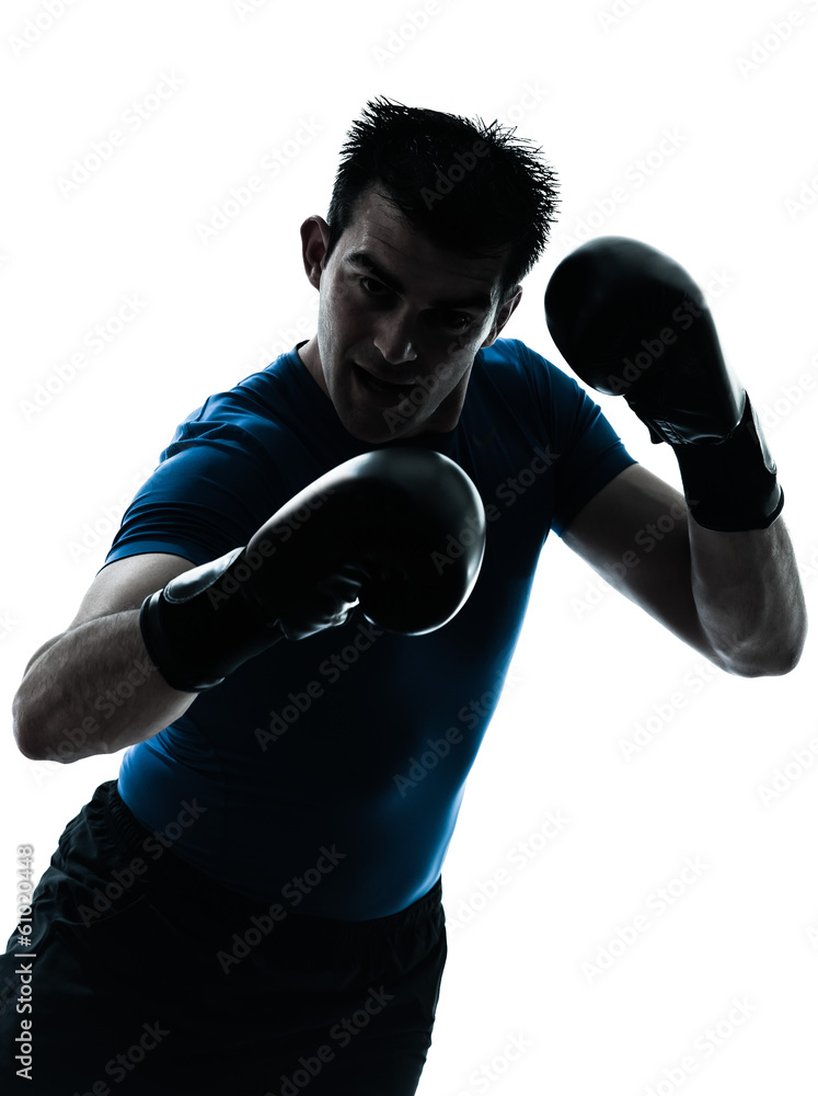 man exercising boxing boxer posture silhouette