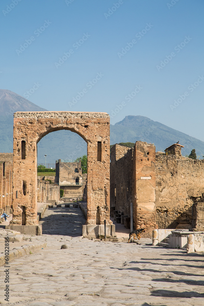 Pompeii Arch with Vesuvius in Background