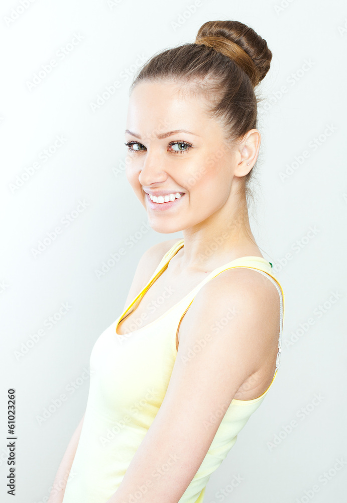 Young casual style woman portrait isolated over white background Young casual style woman portrait isolated over white background