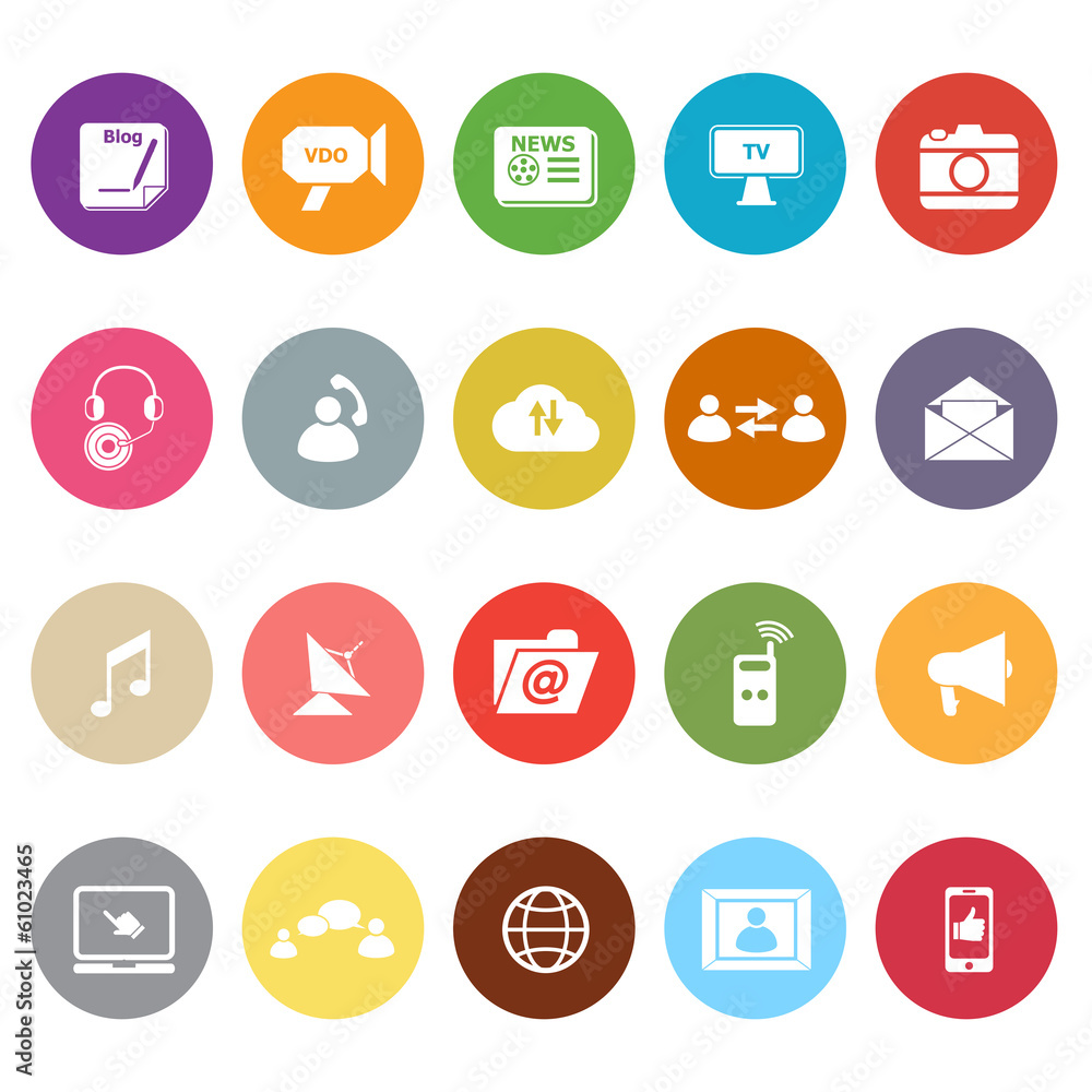 Media flat icons on white background Media flat icons on white background
