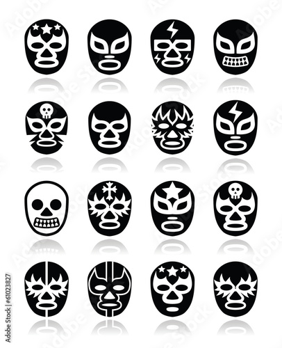 Lucha libre mexican wrestling masks icons