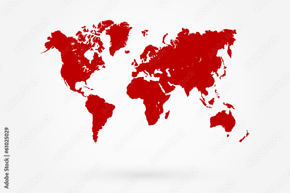 Retro Red World Map With Shadow Retro Red World Map With Shadow