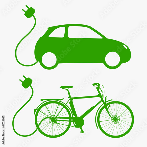 Elektroauto / Elektrofahrrad Vektor Silhouette