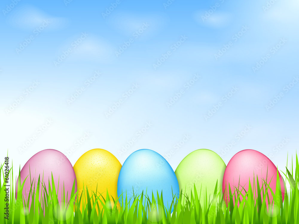 Colored Eggs in Grass
