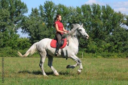 Equestrian riding out in countryside