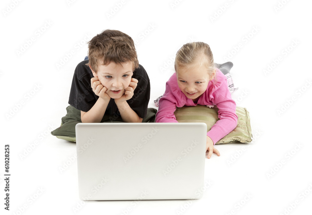 Children watching the Laptop Children watching the Laptop