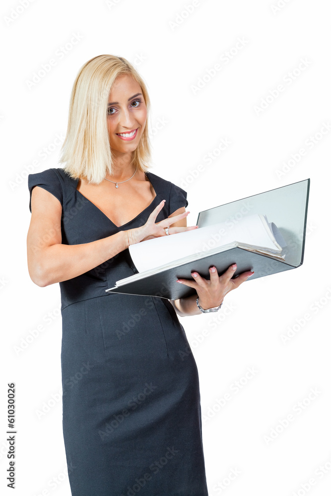 junge erfolgreiche geschäftsfrau mit akten ordner portrait junge erfolgreiche geschäftsfrau mit akten ordner portrait