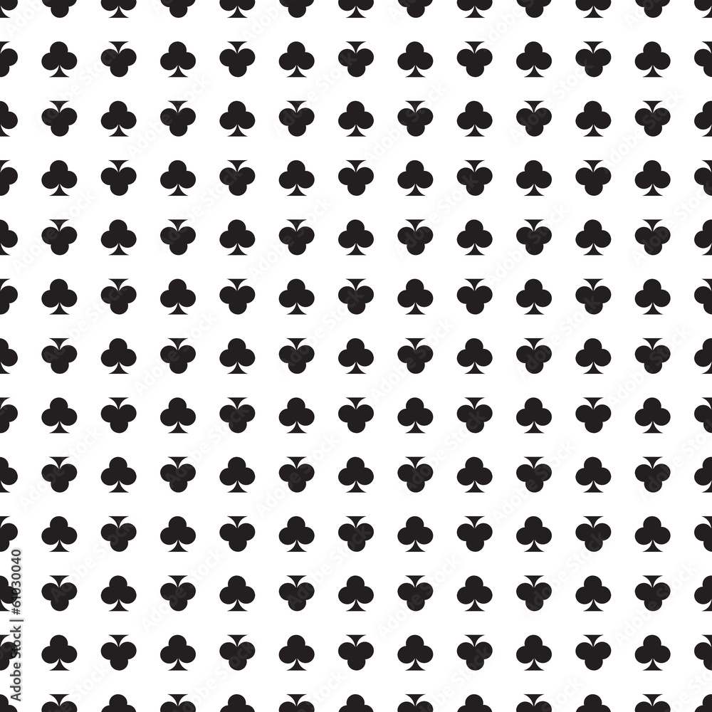 Vector pattern made with poker clubs symbol