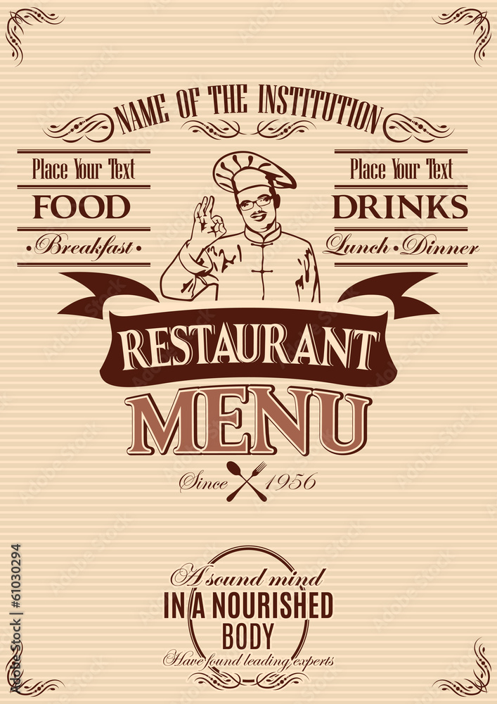 Obraz premium template for the cover of menu with chef