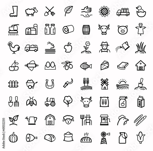 vector black agriculture and farming icons set