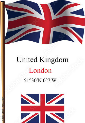 united kingdom wavy flag and coordinates