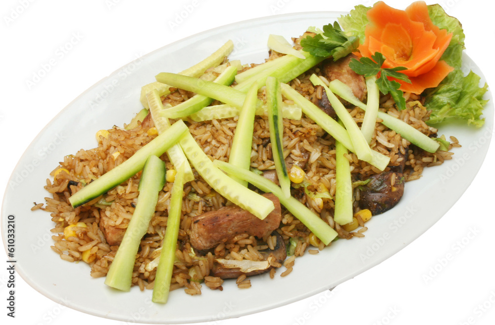 Risotto with herbs and fresh vegetables and cucumbers Risotto with herbs and fresh vegetables and cucumbers