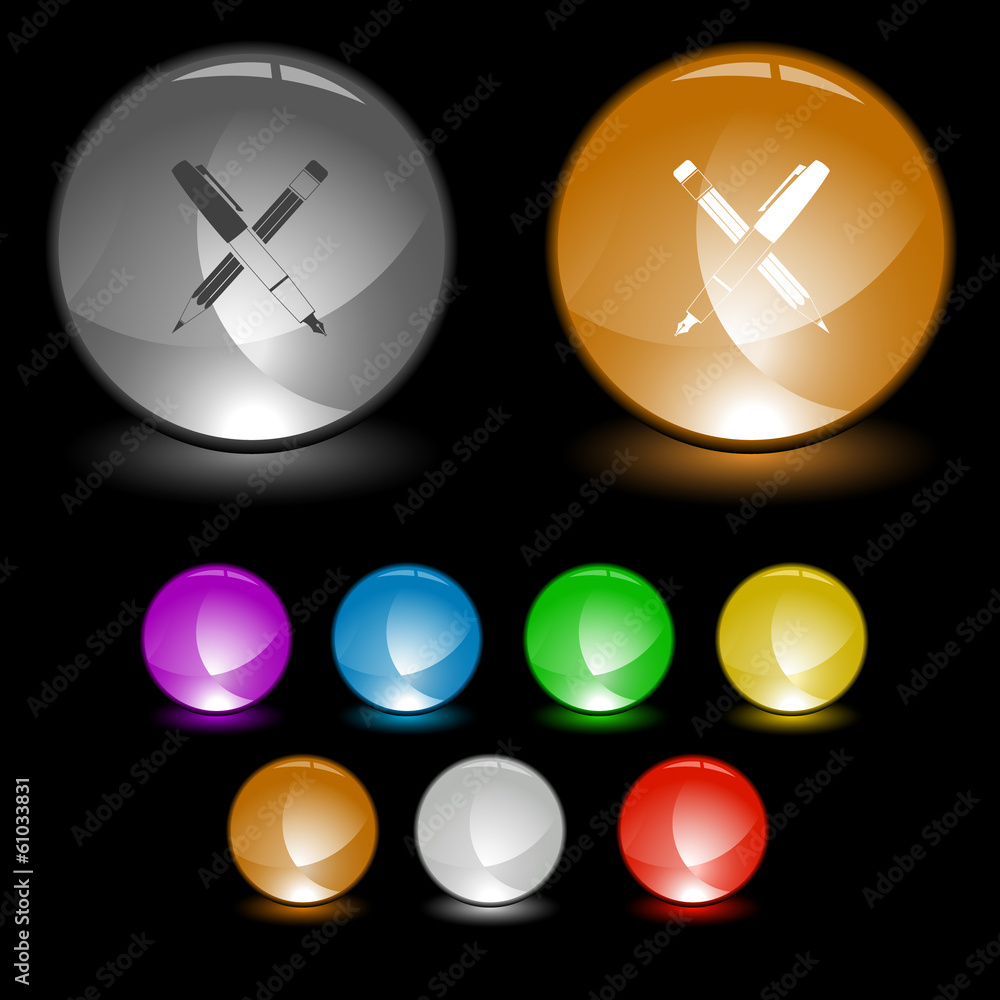Ink pen and pencil. Vector interface element. Ink pen and pencil. Vector interface element.