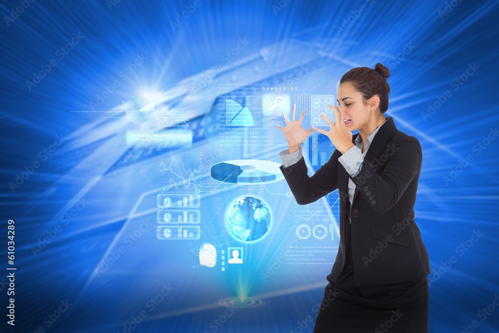 Composite image of angry businesswoman gesturing Composite image of angry businesswoman gesturing