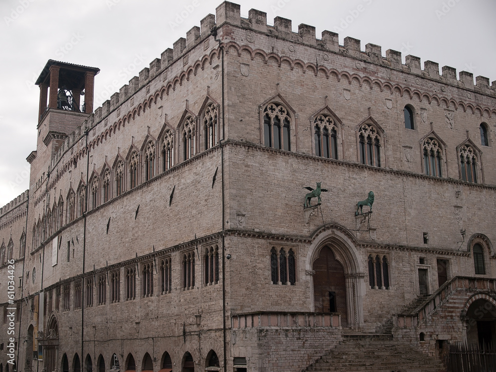 View of Palazzo dei Priori-City Hall in Perugia