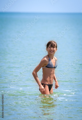 sports girl in the sea