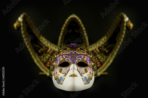 Venetian mask on black background