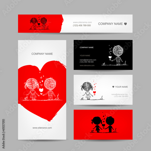 Couple kissing, valentine cards for your design