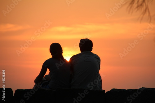 romantic love in the sunset