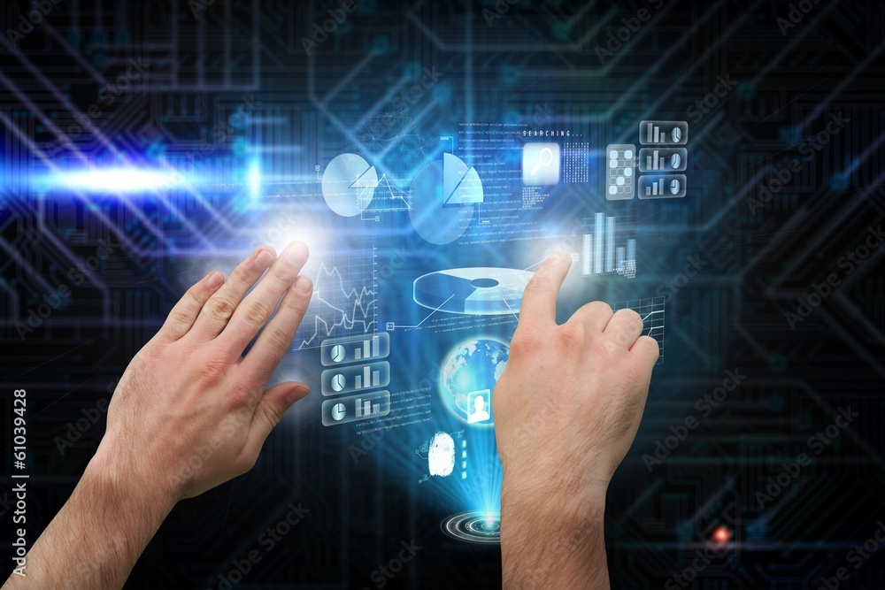 Composite image of hands pointing and presenting Composite image of hands pointing and presenting