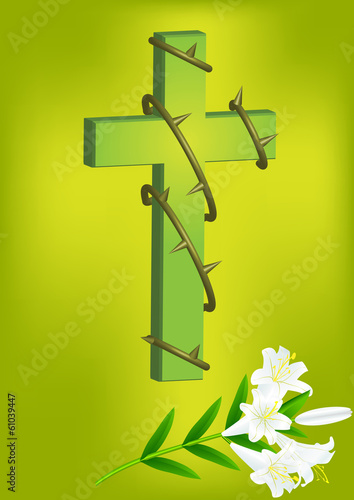 christian cross and white lily  3
