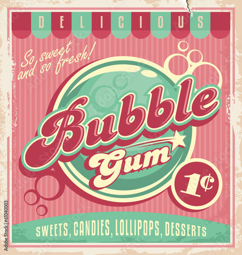Vintage poster template for bubble gum