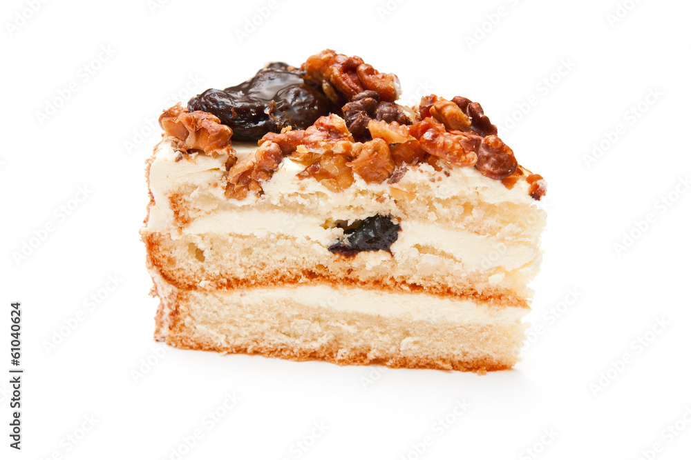 cake with prunes and walnuts and butter cream cake with prunes and walnuts and butter cream
