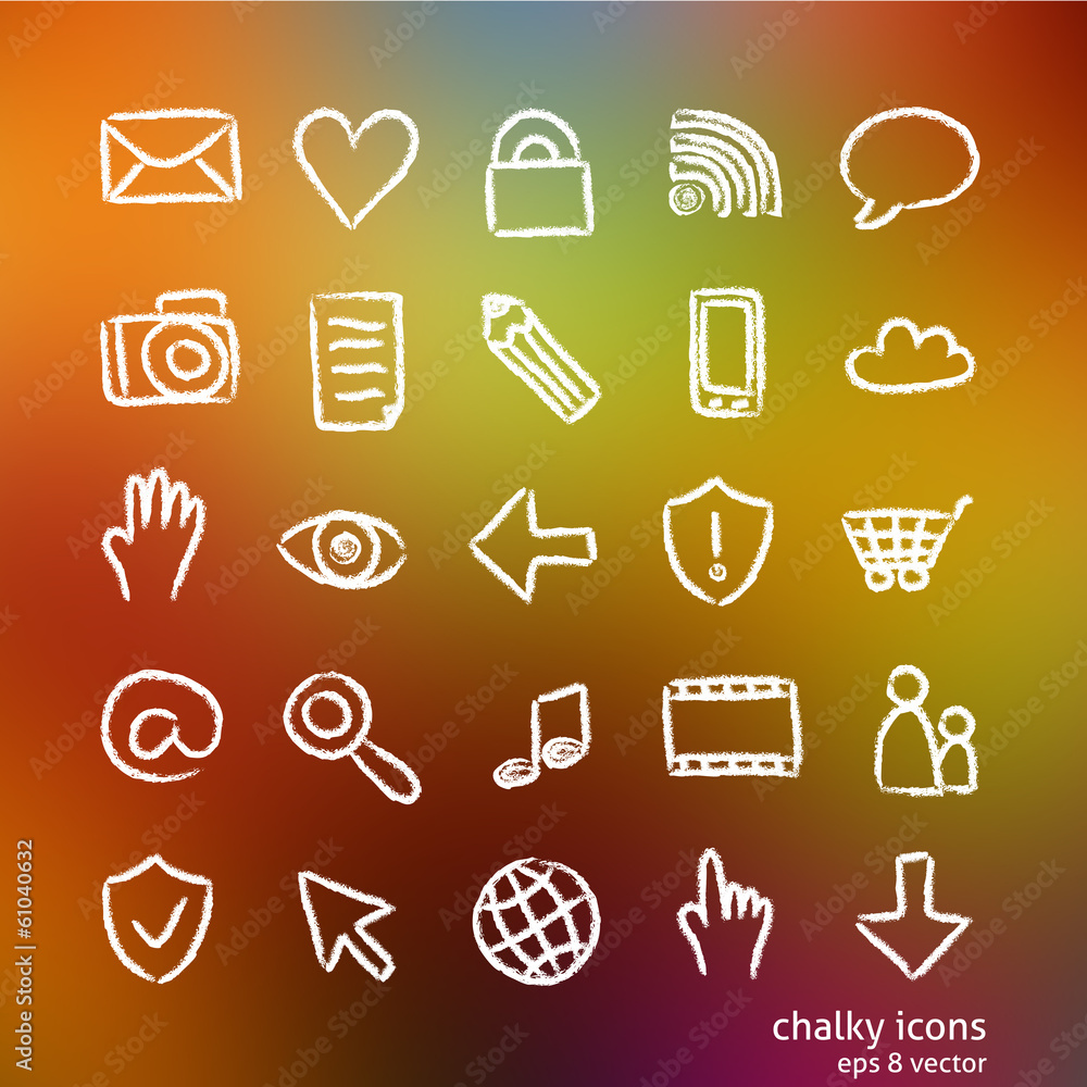 Chalky hand-drawn icons Chalky hand-drawn icons