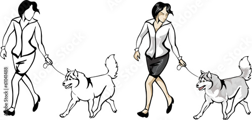 woman showing dogs on the show