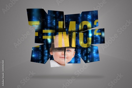 Composite image of baby genius on abstract screen photo