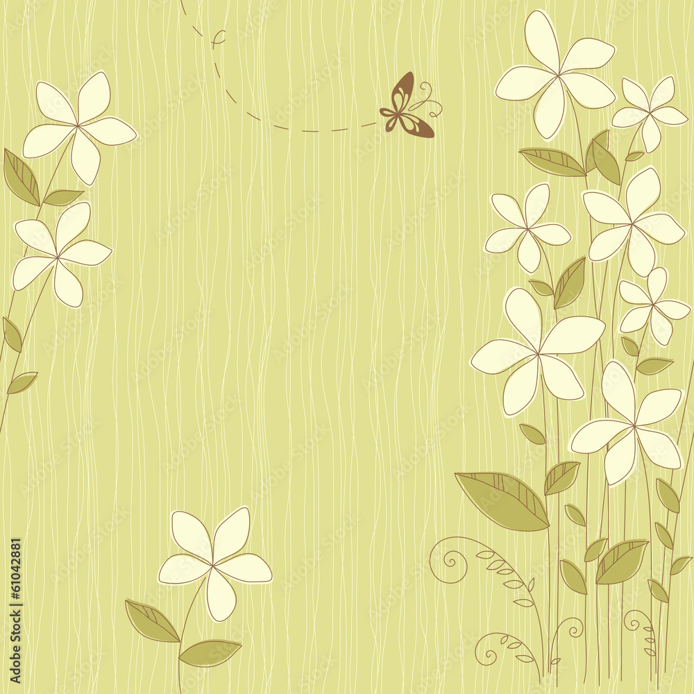 Seamless Floral Card Green - obrazy, fototapety, plakaty 