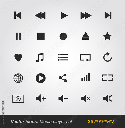 Media player icons set