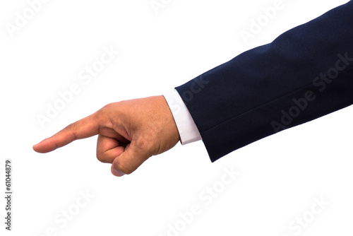 isolated hand pointing to something with clipping path
