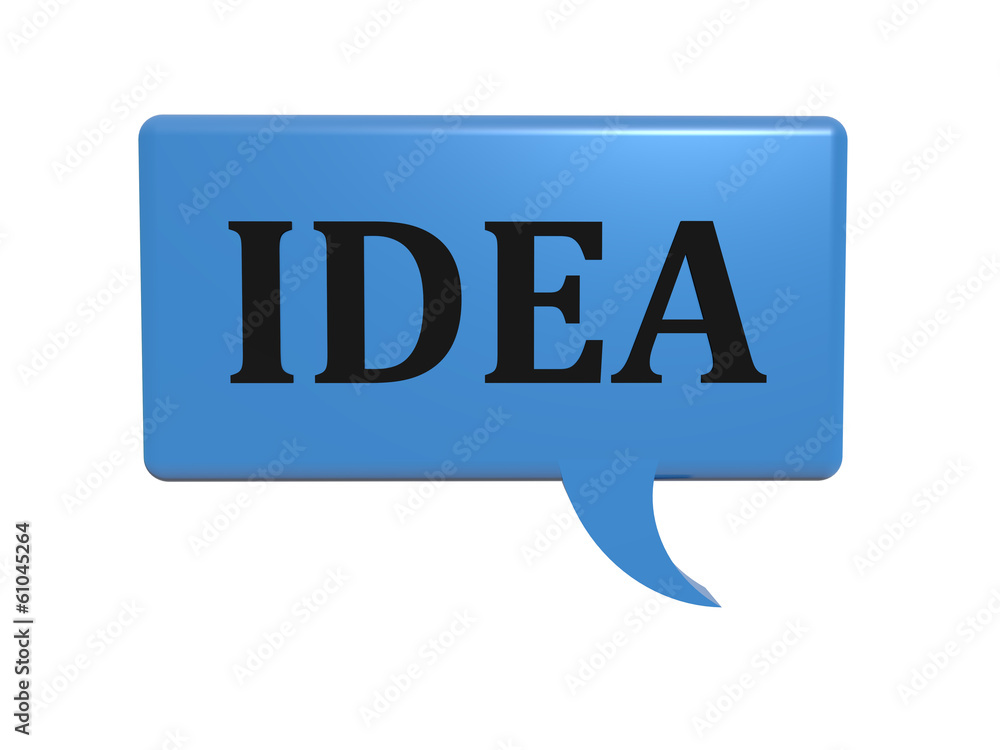 Isolated chat bubble with Idea in text Isolated chat bubble with Idea in text