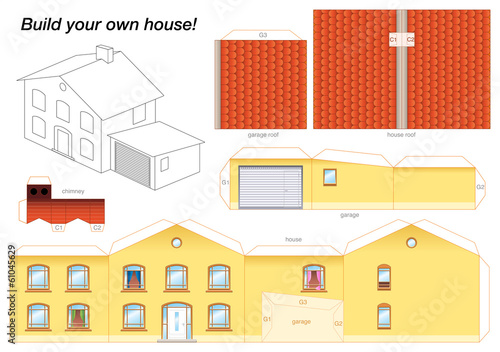 Paper Model House Yellow