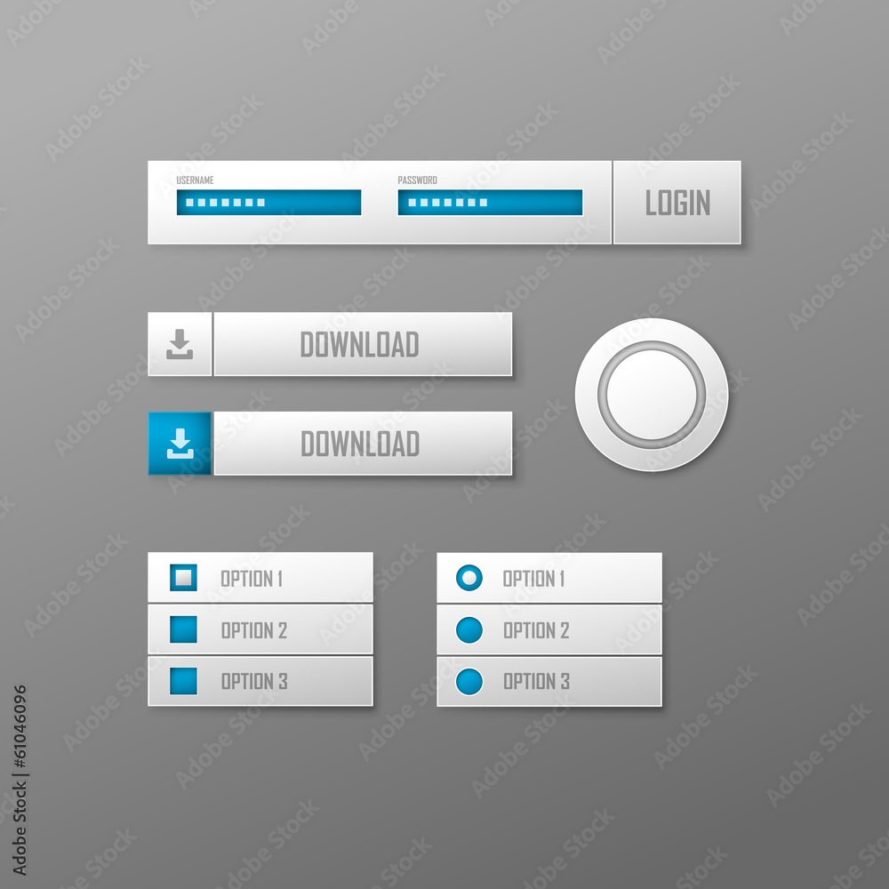 Set of white vector web elements