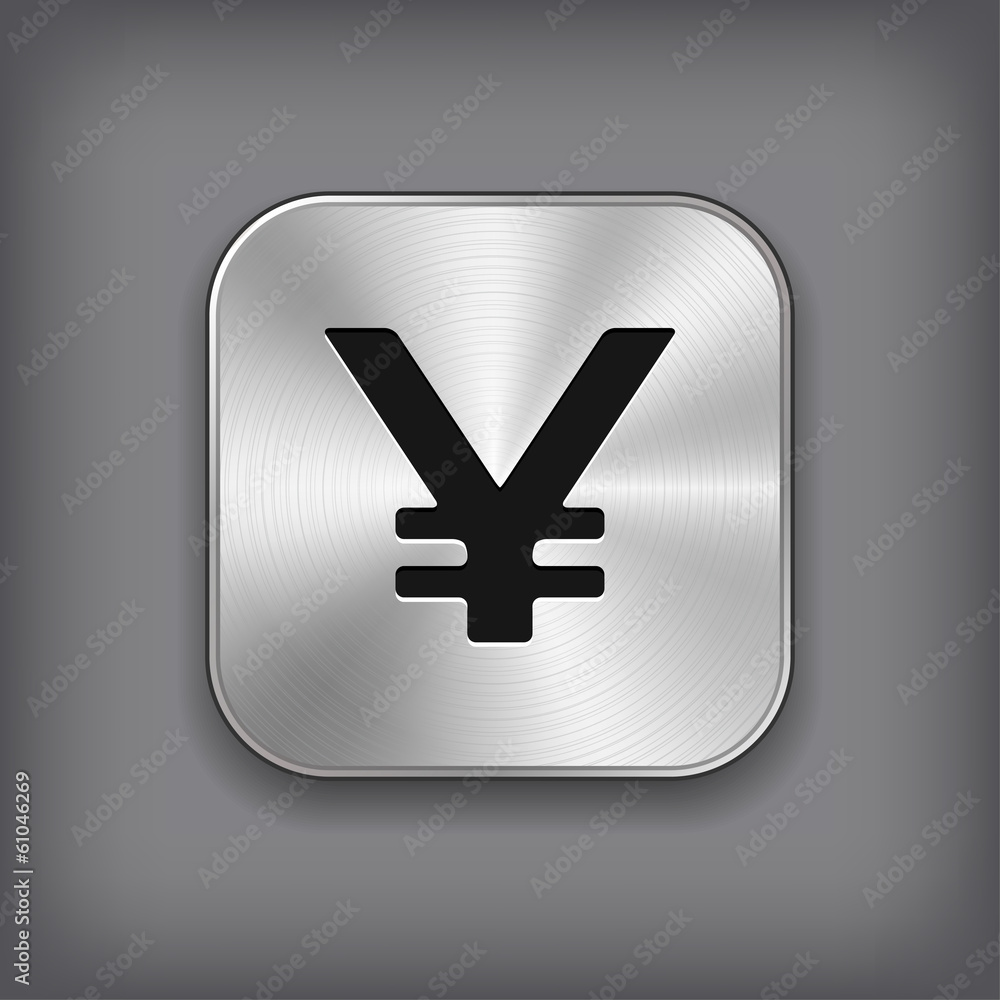 Fototapeta premium Yen icon - vector metal app button