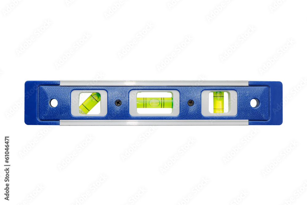 A carpenter's spirit level isolated on white background A carpenter's spirit level isolated on white background