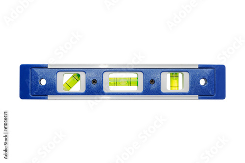 A carpenter's spirit level isolated on white background photo