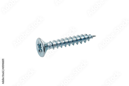 A single chipboard screw isolated on white background