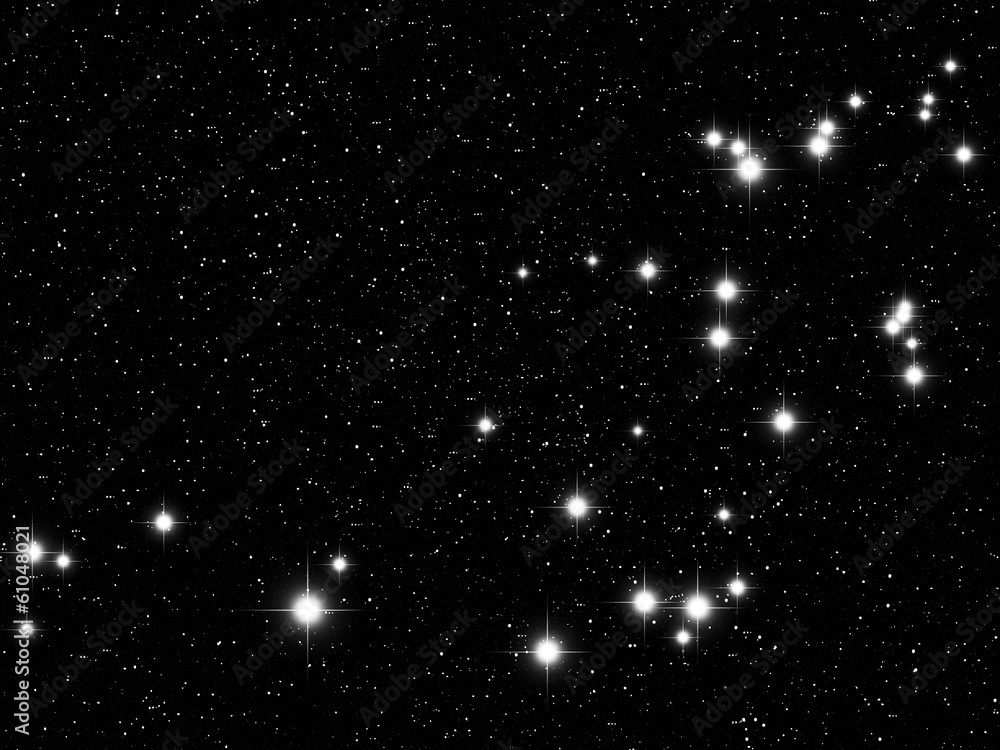 Aquarius Zodiac sign bright stars in cosmos