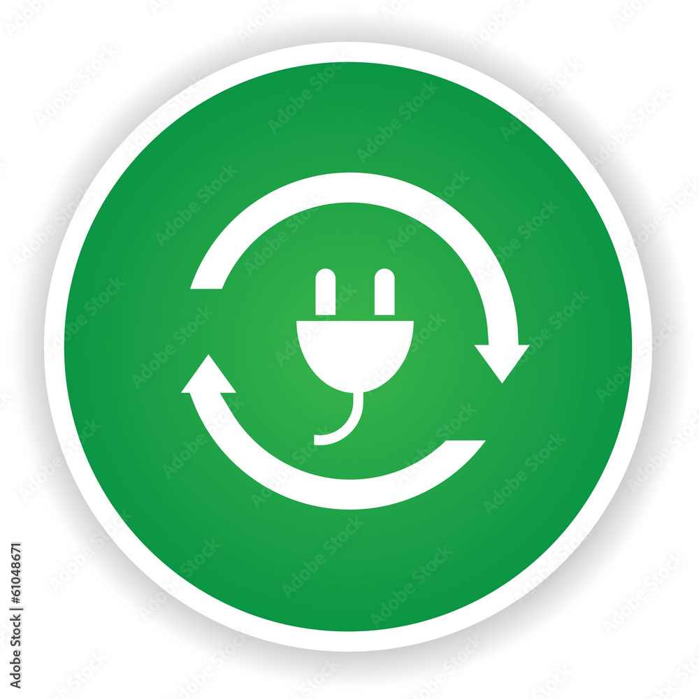 Plug power symbol on green button Plug power symbol on green button