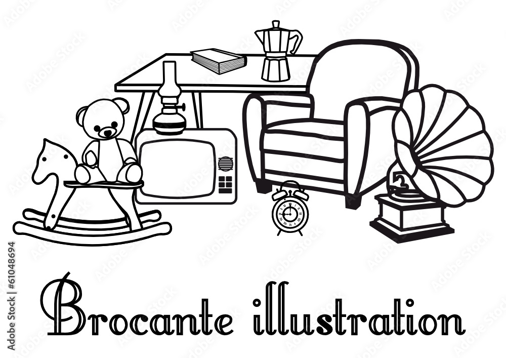 Illustration Brocante Vide Grenier 2 Stock Vector Adobe Stock