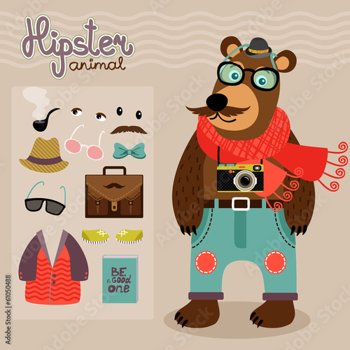 Hipster pack for animal teddy bear