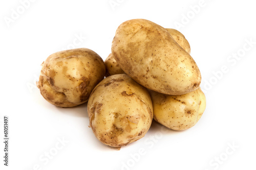 Group of potatoes isolated on white