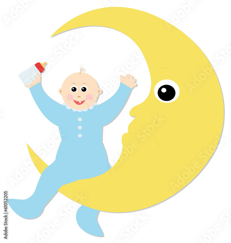 neonato a cavalcioni sulla luna