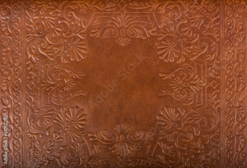Leather floral pattern background close up