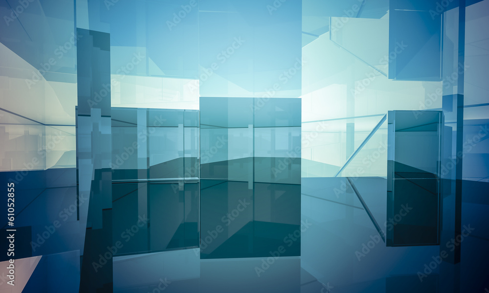 Fototapeta premium Empty office with columns and large windows, Indoor building. bu